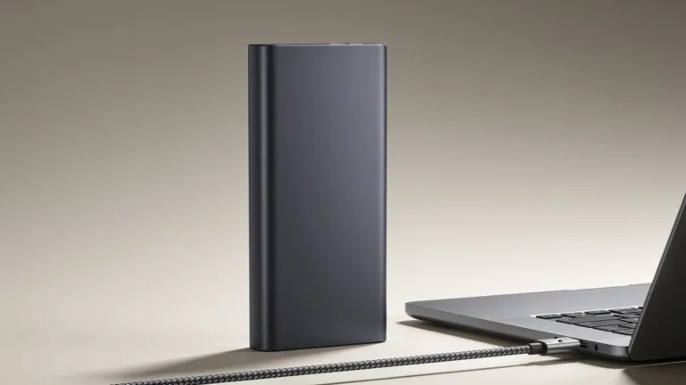 Bateria externa de gran capacidad UGREEN cargando un portatil, ideal entre las mejores baterias externas