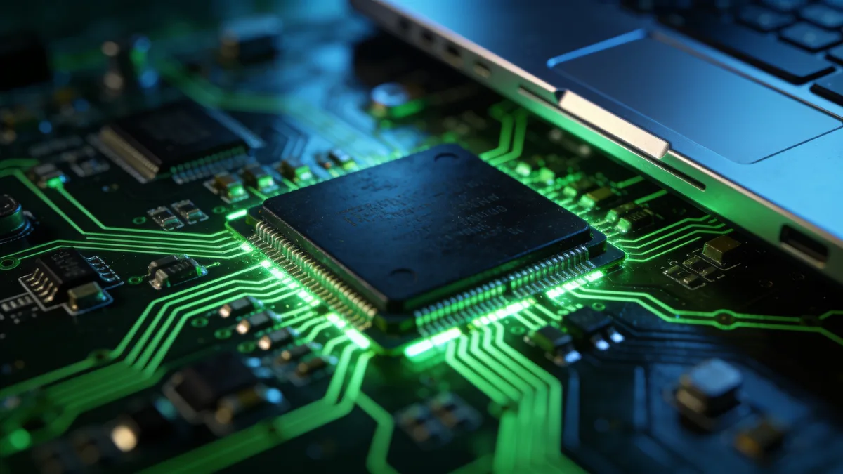 Primer plano del chip NVIDIA RTX Spark con arquitectura Blackwell