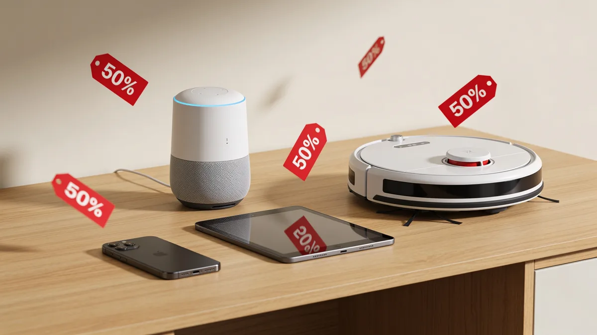 Chollos de electronica en Amazon con altavoz, tablet, movil y robot aspirador con etiquetas de descuento