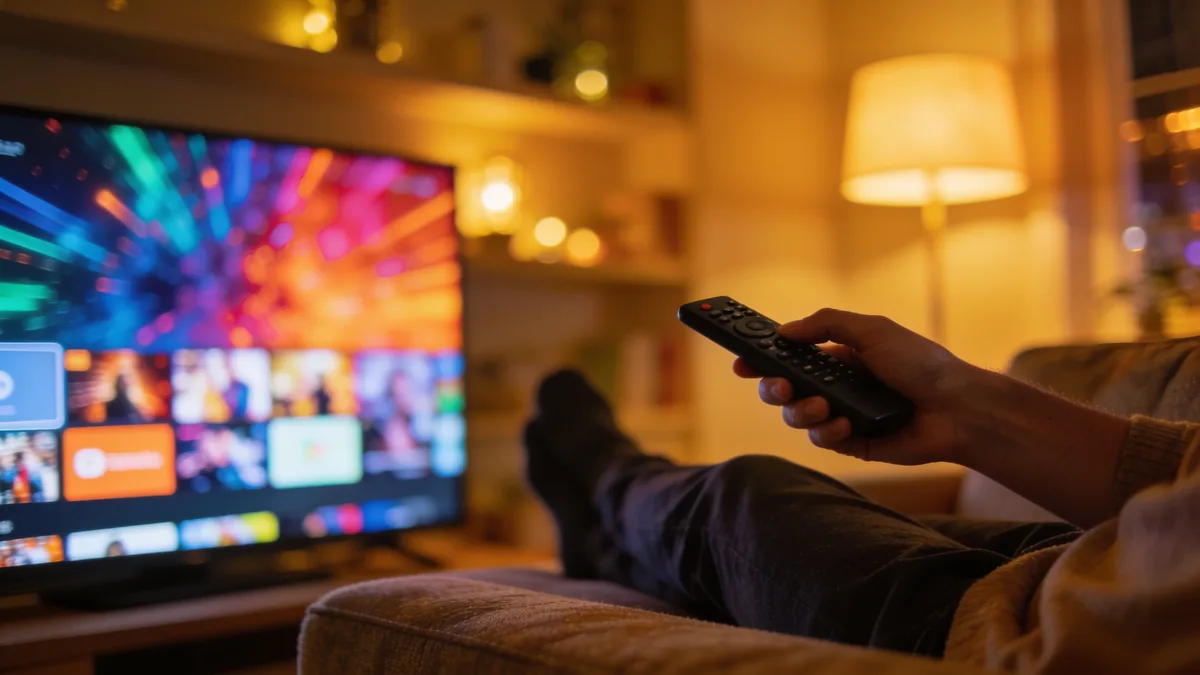 Persona viendo los programas de televisión más vistos en 2026 en streaming desde el sofá