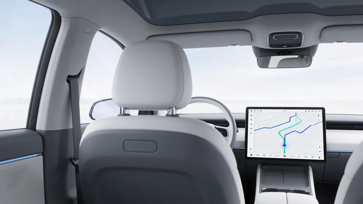 Interior de un robotaxi de nivel 4 sin conductor al volante