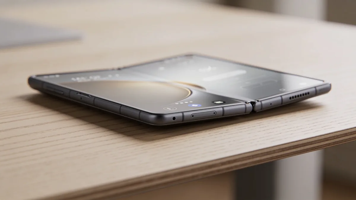 Samsung Galaxy Z Fold8 plegable abierto sobre mesa, nuevo lanzamiento en España
