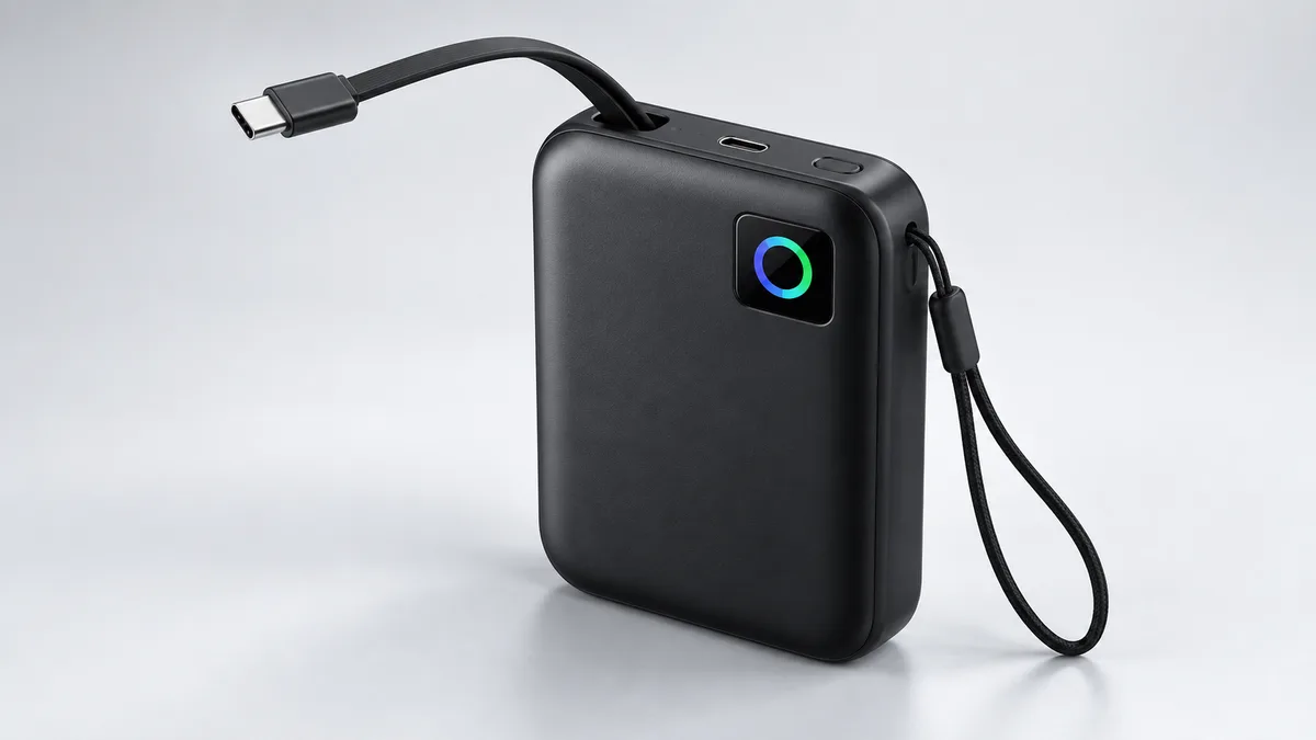 Anker Nano Power Bank 10.000 mAh 45 W con cable retráctil, recreación IA