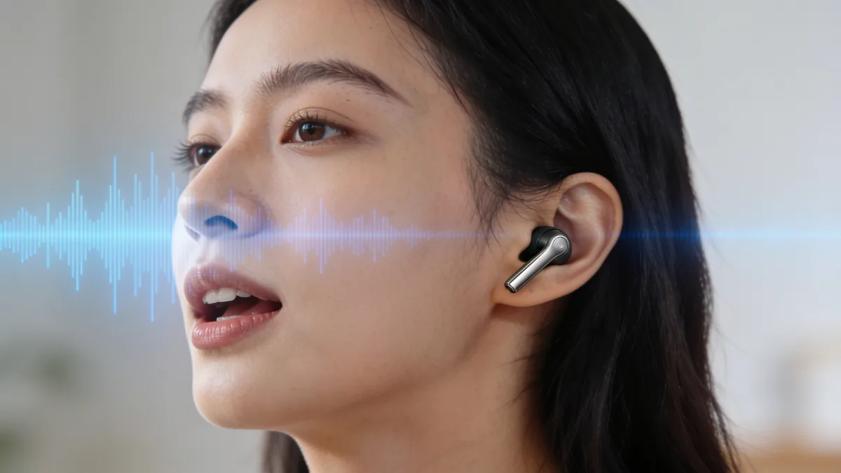 Plaud Agent transcribiendo conversación en tiempo real con auriculares con IA