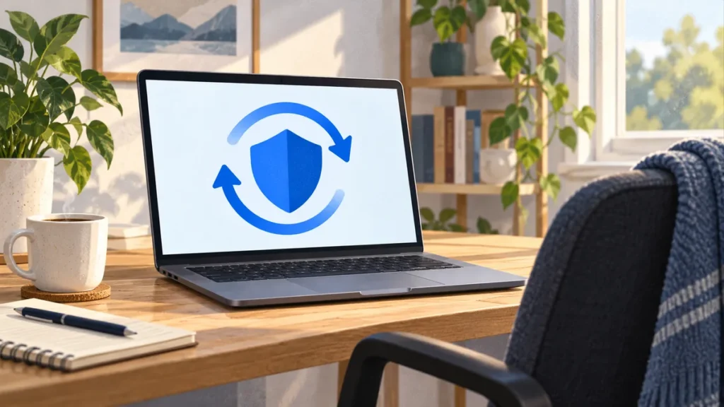 Inicio Actualizar Edge sin reiniciar: ilustración conceptual de protección del navegador